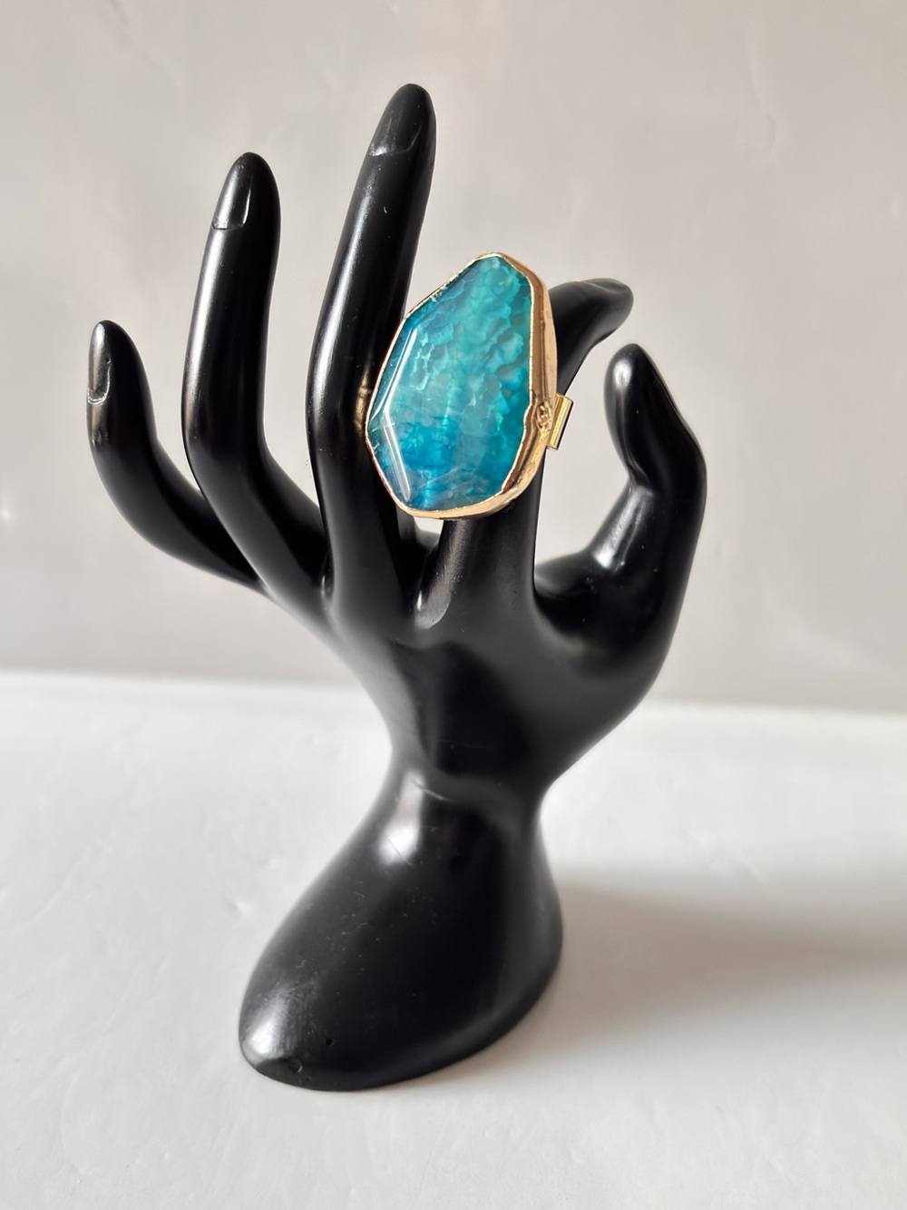 Blue Agate Gold Plated Ring